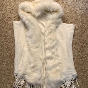White faux fur sweater vest